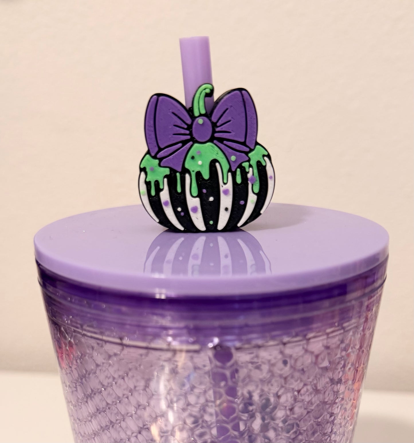 Purple Green Pumpkin Straw Topper
