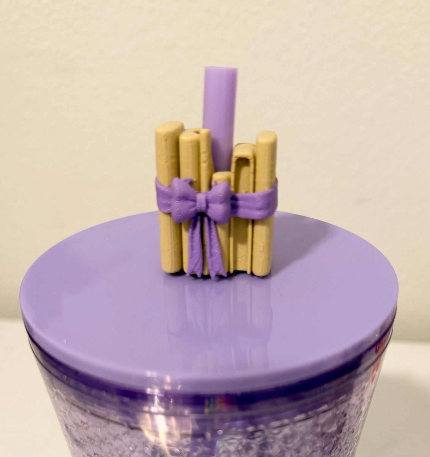 Purple Bow Books Straw Topper