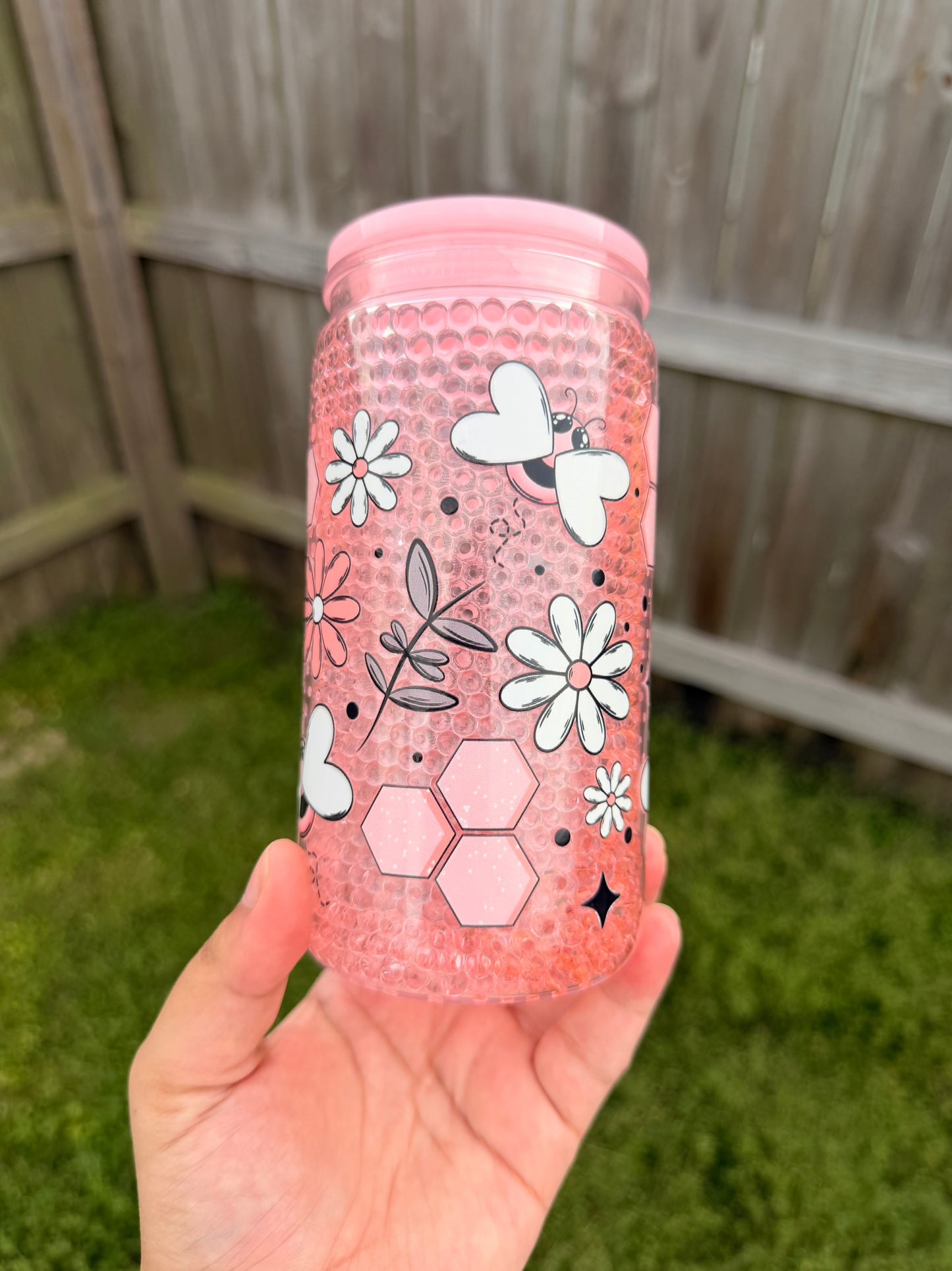Pink Honeycomb Tumbler
