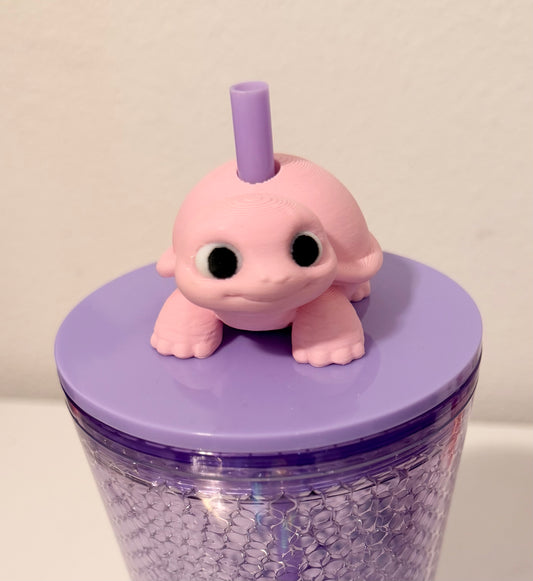 Large Pink Turtle Straw Topper